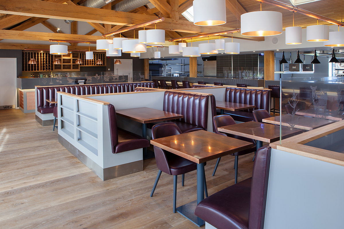 The Kitchen at Chewton Glen — the leather booths, copper-topped tables and oak serveries MSO made