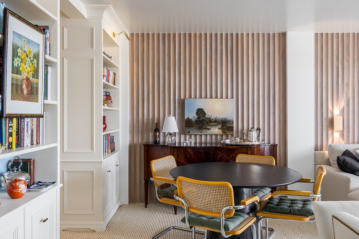 Fitted study with a reeded feature wall